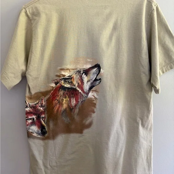 Hazelwoods Vtg Single Stitch Men's Made In USA Wolf Print T-Shirt Size L - Picture 3 of 9